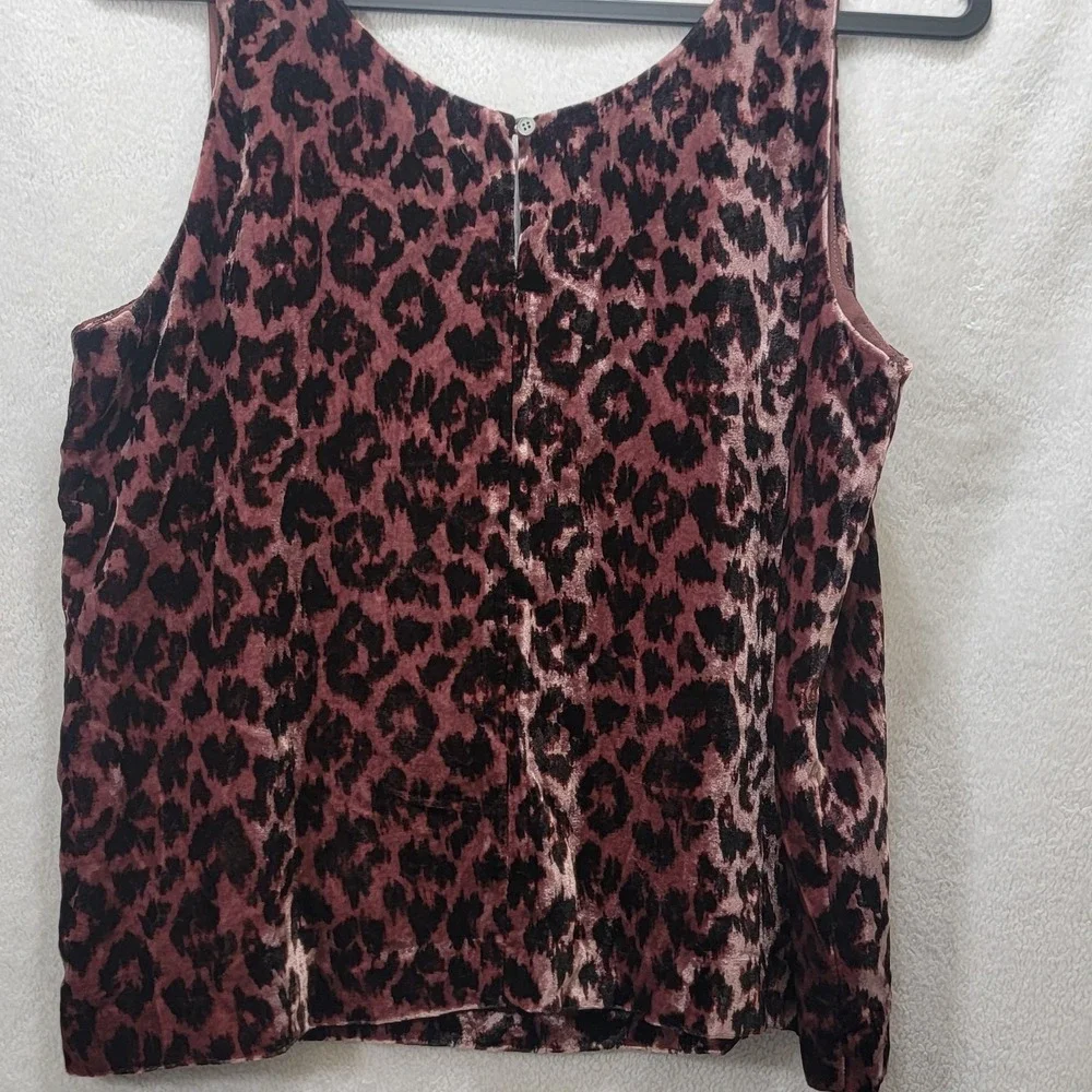Vintage J. Crew Always Tank Top‎ Cami Women Size 8 Leopard Printed Mauve Velvet